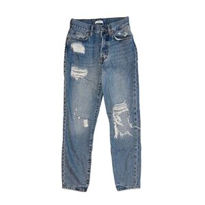 FOREVER 21 Women's Button Fly Distressed Jeans 24 Inch Waist